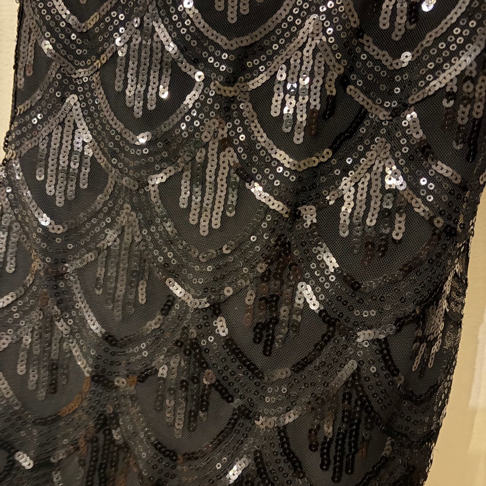 Art Deco Style Black Sequin Scallop Dress
